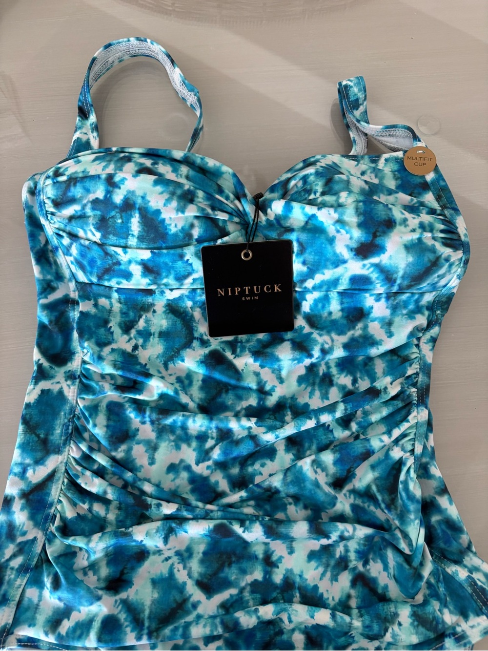 Niptuck Swim Blue Tie-Dye Tankini Top